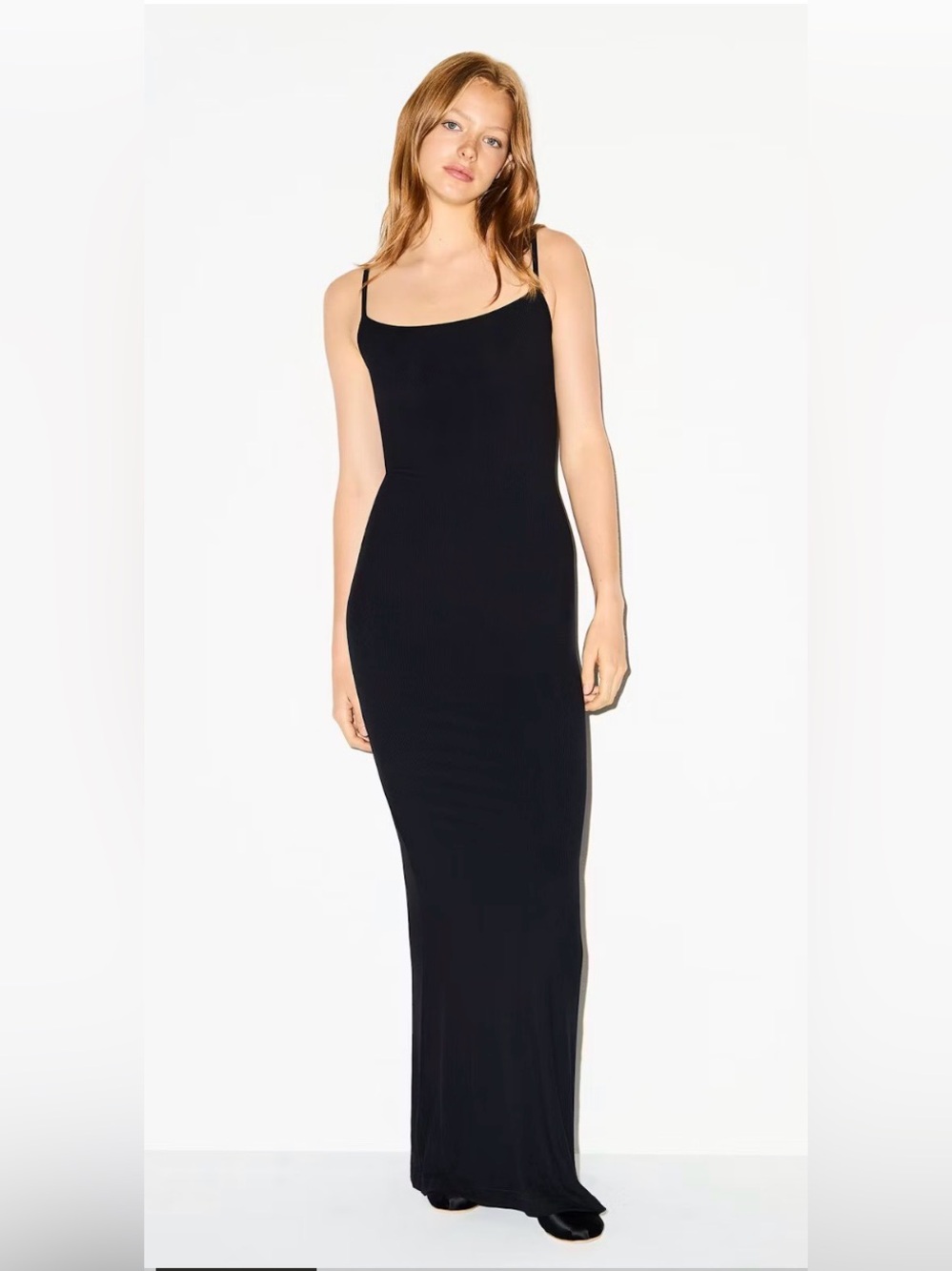 SKIMS SOFT LOUNGE LONG SLIP DRESS STYLE: AP-DRS-0596 COLOR: ONYX SIZE: M